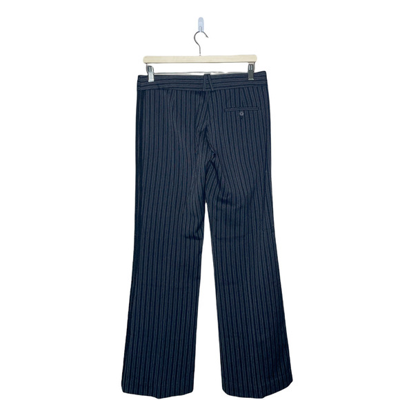 BCBGMAXAZRIA Wool Stripe Pants Womens 4 Black Gray Black Ribbon Detail Flare Leg - Picture 3 of 11